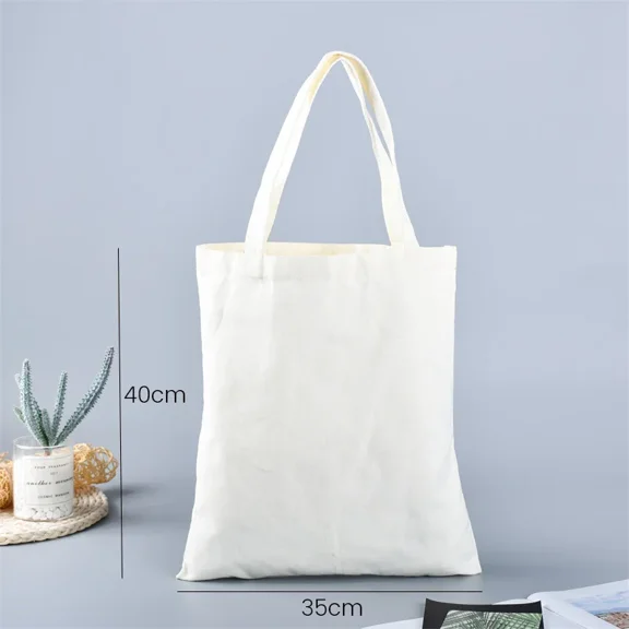 HMSHA Creamy White Plain Shopping Shoulder Tote High Capacity Environmental Friendly Shopper Bags Cotton Canvas Bag Handbags Gifts