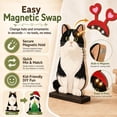 thumbnail image 4 of Interchangeable Seasonal Animal Wooden Decor Set with Magnetic Hats, Magnetic Desk Accessories, Cute Cat Wooden Sign Desk Decor, 4 of 7