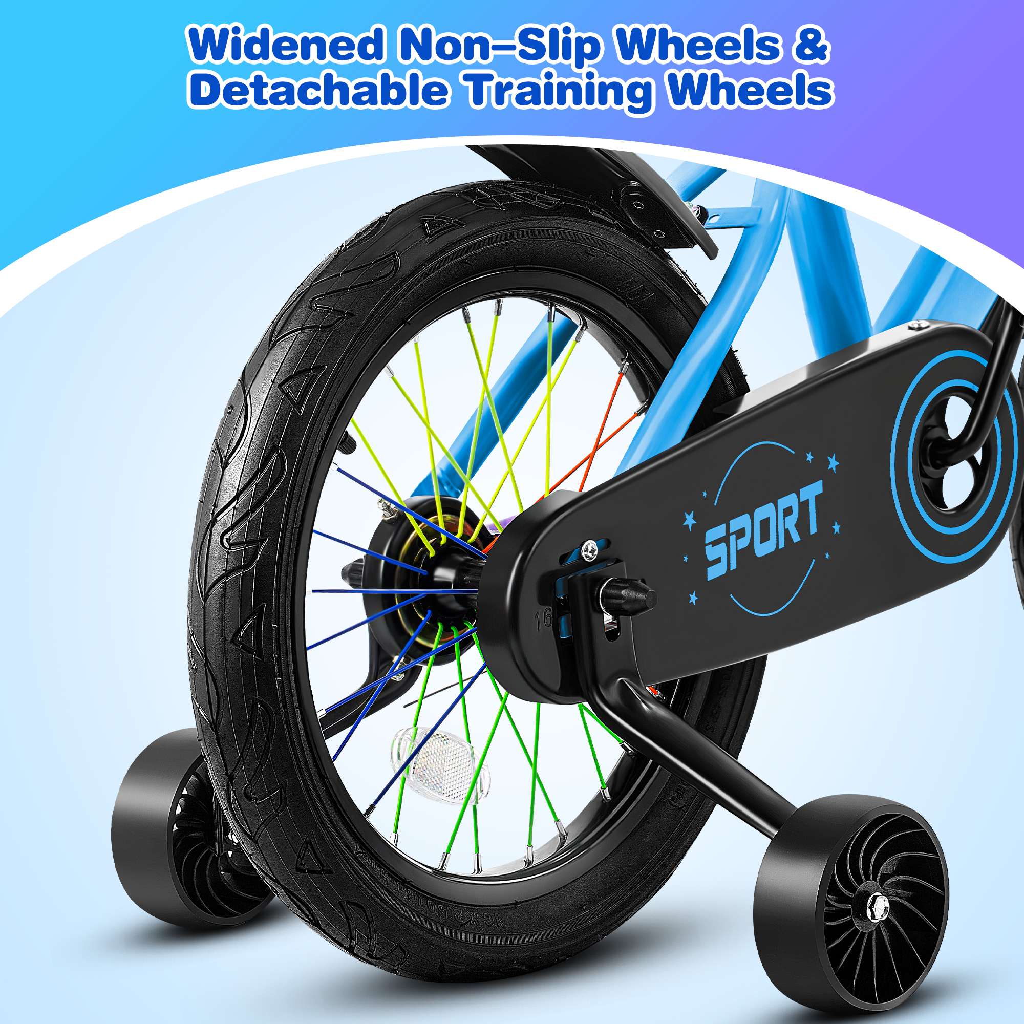 Lookfly 16 In. Kids Bike with Training Wheels, Blue photo 6
