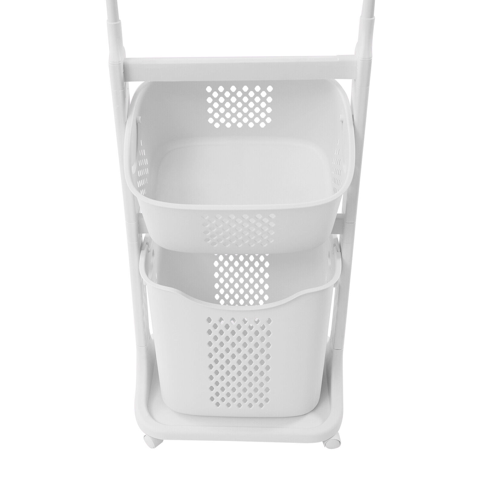 White Laundry Hamper Basket Sorter Wash Clothes Storage Organizer Rolling Rack Shelf Dirty Clothes Laundry Basket 17.3*13*68.5in