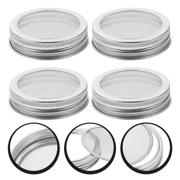 HEANUJJ 4Pcs Stainless Steel Mesh Lids for Sprouting Jars and Kitchen Strainers