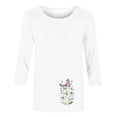 thumbnail image 4 of Aimik Women's 3/4 Sleeve T Shirt Floral Print Crew Neck Tee Soft Stretchy Loose Fit Casual Layering T Shirt, 4 of 4