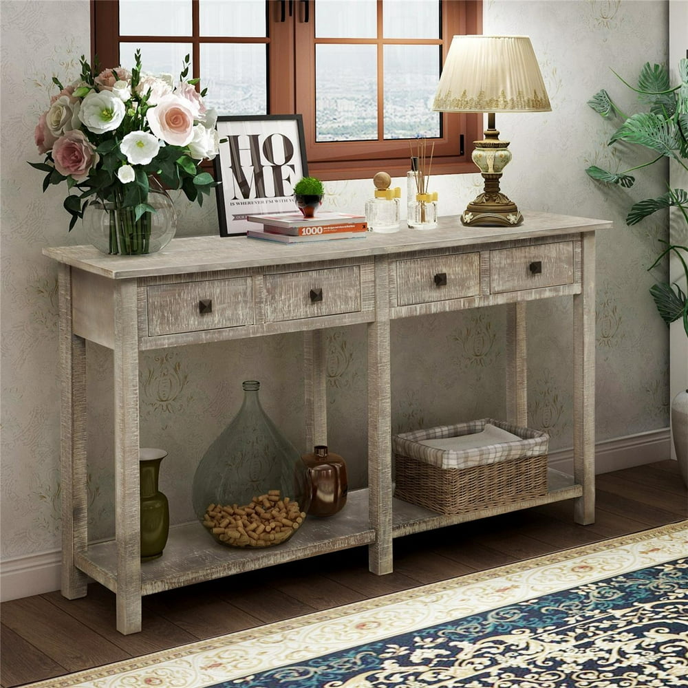 Modern Console Sofa Table, Sideboard Entryway Table with 4 Drawers and