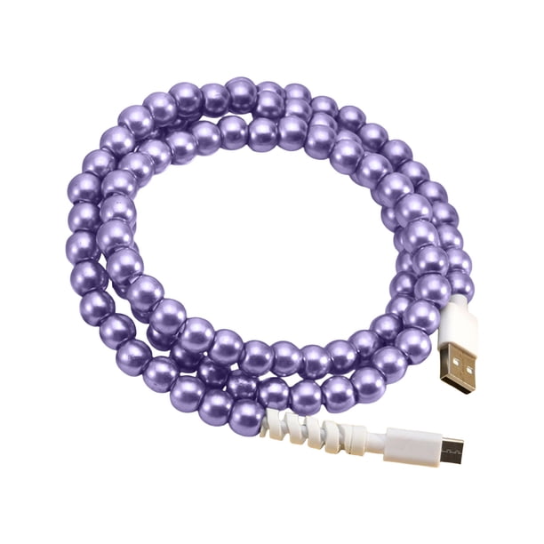 Cable De Datos Cable de carga USB C de 1 metro con cuentas de perla y transferencia rápida de datos, diseño colorido hecho a mano Yulucky