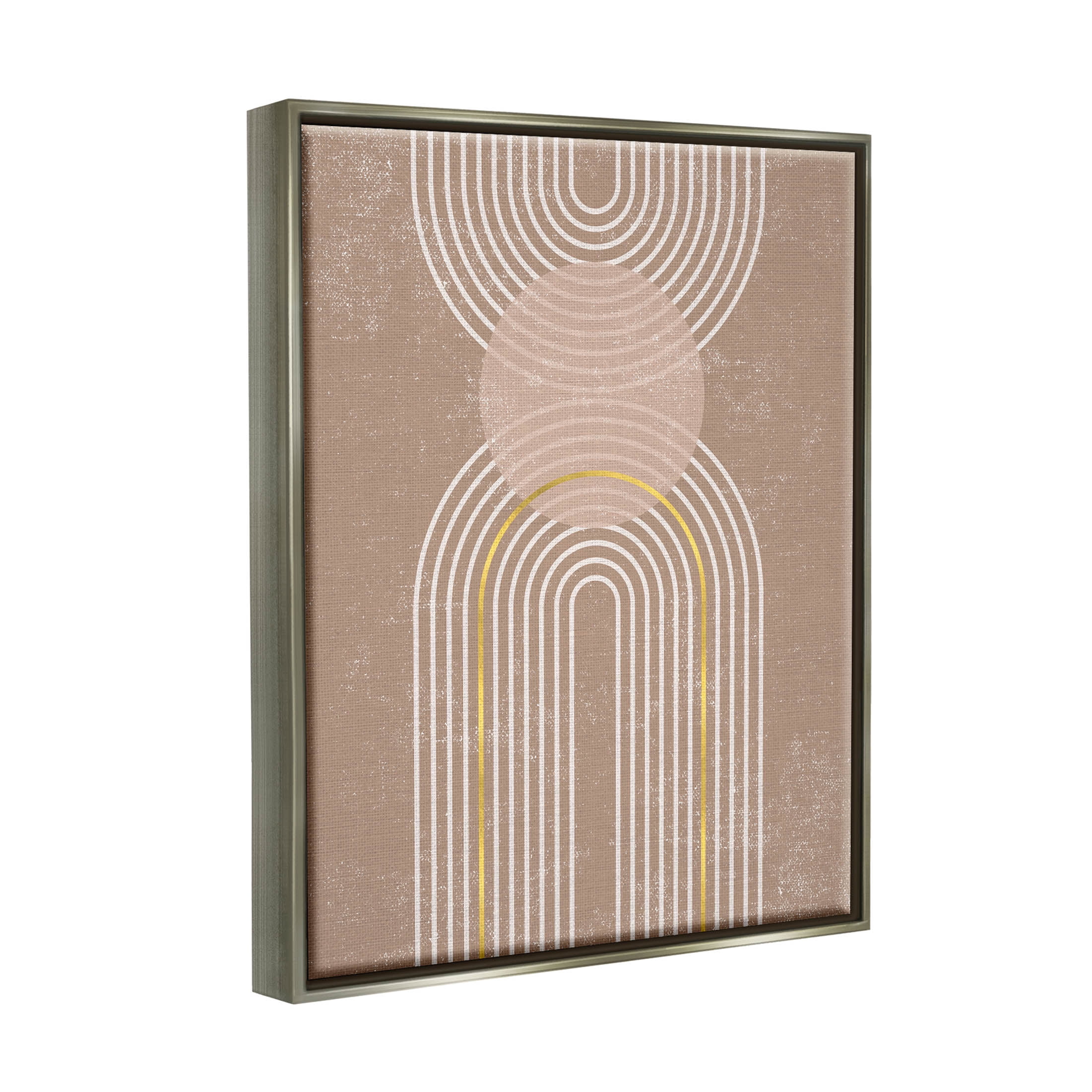 Stupell Industries Striped Arch Shapes Geometric Graphic Art Luster Gray Floating Framed Canvas Print Wall Art, Design by Caroline Alfreds