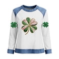 thumbnail image 2 of TaTaai St Patrick's Day Casual Women's Color Block Long Sleeve Round Neck Shirt, Fashion Comfort for Holiday Daily Wear Gift, 2 of 5