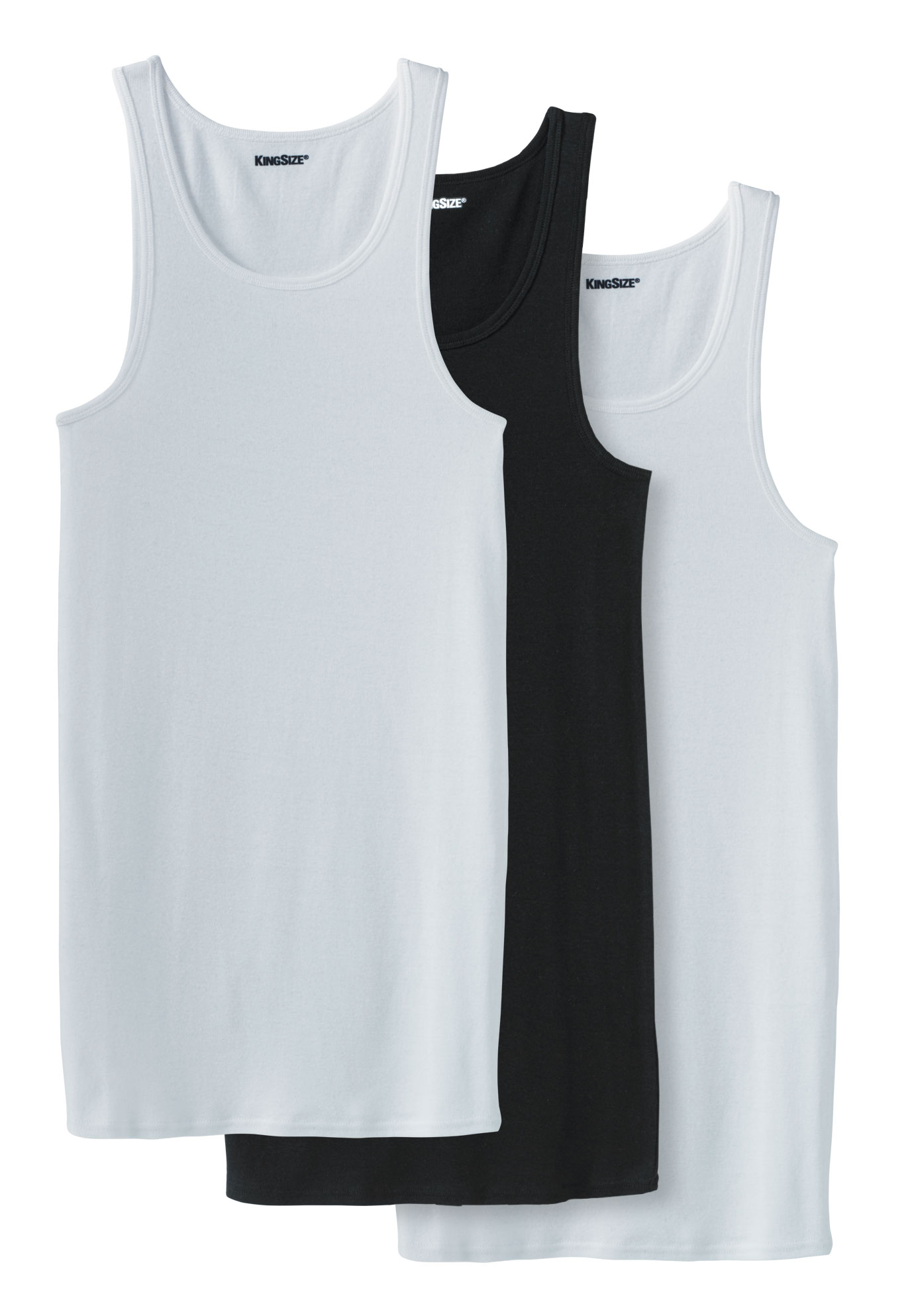 KingSize Men's Big & Tall 3-Pack Ribbed Cotton Tank Undershirt