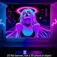 thumbnail image 5 of 2D flat tapestry, 1-piece set, 2D/flat polyester fiber fluorescent tapestry, neon halo cyber girl pattern, UV black light reactive tapestry, size: 78.74 * 59.06 inches, very suitable for living room,, 5 of 6