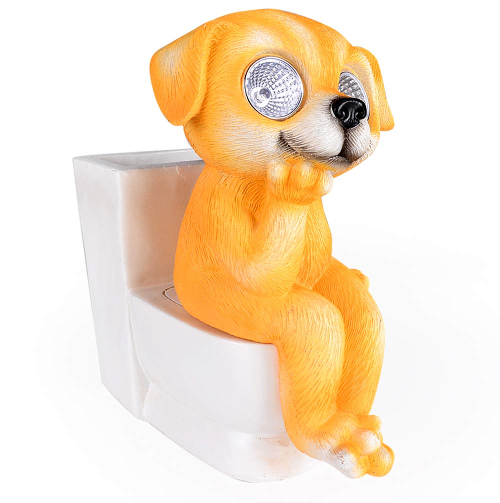 Solar Powered Dog On A Potty Outdoor LED Garden Light Decor Walmart