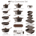 thumbnail image 2 of CAROTE 40-Piece Nonstick Pots and Pans, Granite Cookware Set with Bakeware & Knives, Brown, 2 of 12
