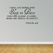 Sleep In Peace Psalm 4:8 Bible Verse Lettering Wall Decal Quote Inspire