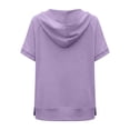 thumbnail image 6 of NinXxx Women's Loose Short Sleeve Zipper Pocket Hoodie Top Purple XL, 6 of 6