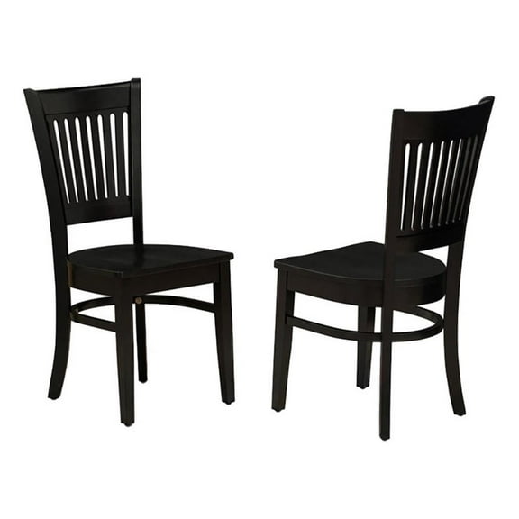 Pemberly Row 18" Traditional Wood Dining Chair in Black (Set of 2)