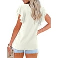 thumbnail image 3 of Fancyglim Womne Summer Tops V Neck Shirt Short Sleeve Cute Blouses White 2XL, 3 of 4