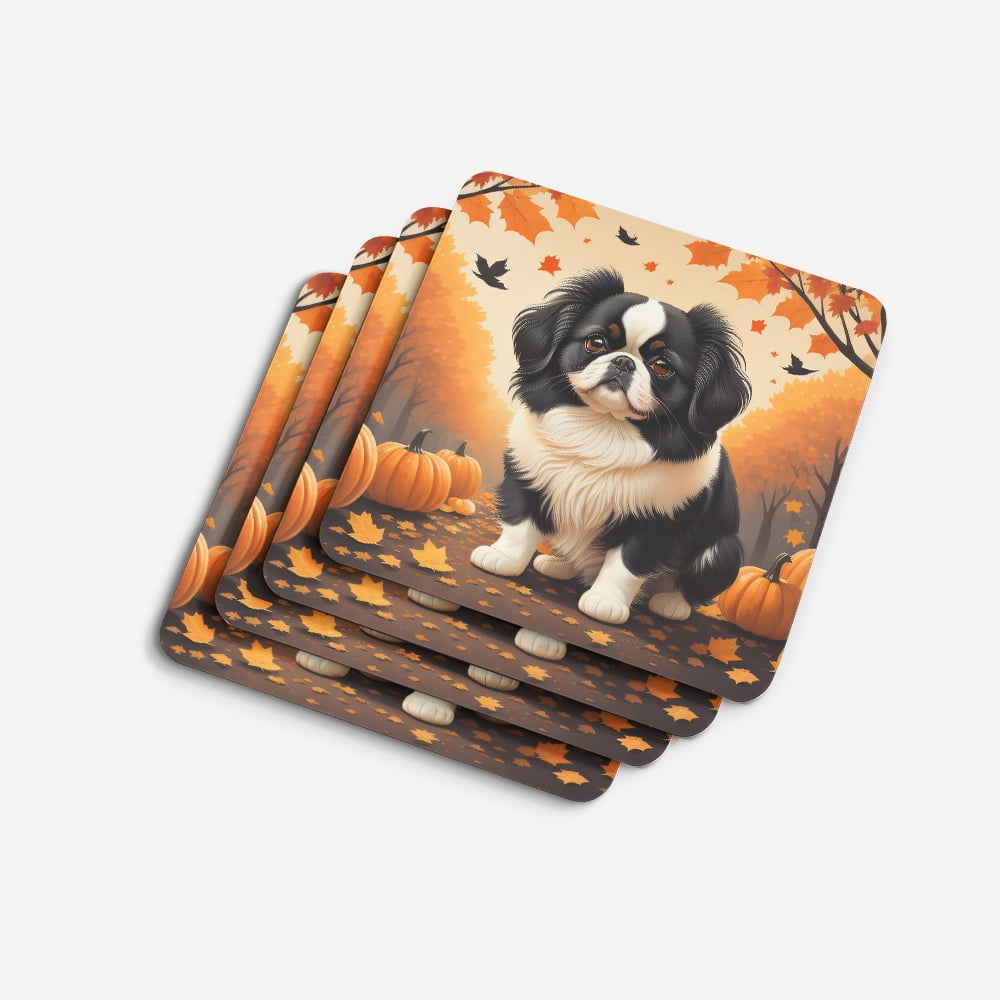 Japanese Chin Fall Foam Coaster Set of 4 3.5 in x 3.5 in