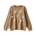 thumbnail image 4 of Enjoytime Long Sleeve Tops for Women Floral Knitted Crew Neck Pullover Sweater Fall Casual Plus Size Womens Clothing, 4 of 5