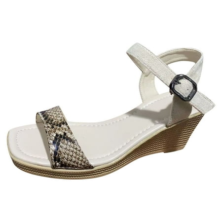 

Jtckarpu Sandal Wedge Sandals for Women Ankle Strap Summer Dress Shoes