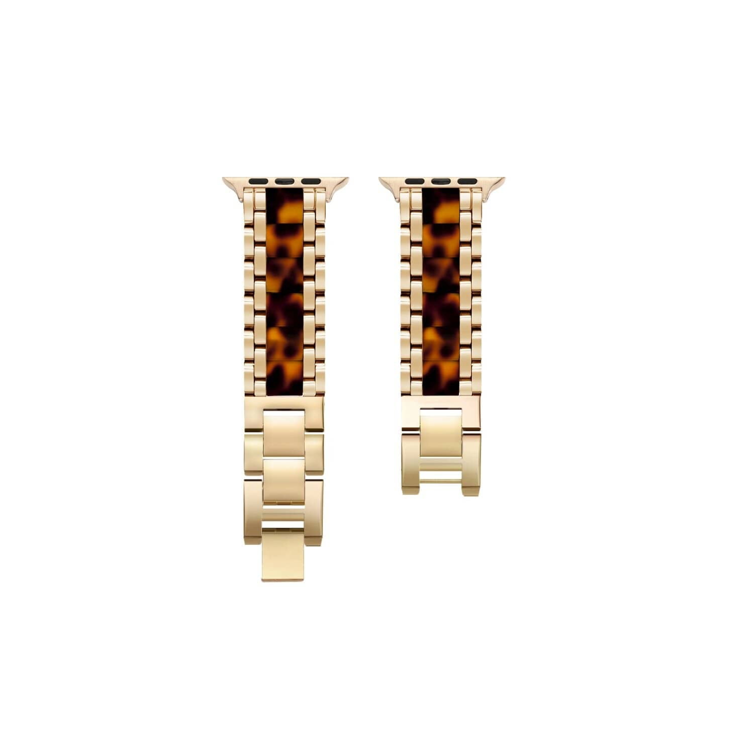 Ladies Metal Watch Band For Apple Watch 38mm & 40mm , Shiny Gold/Tortoise Resin