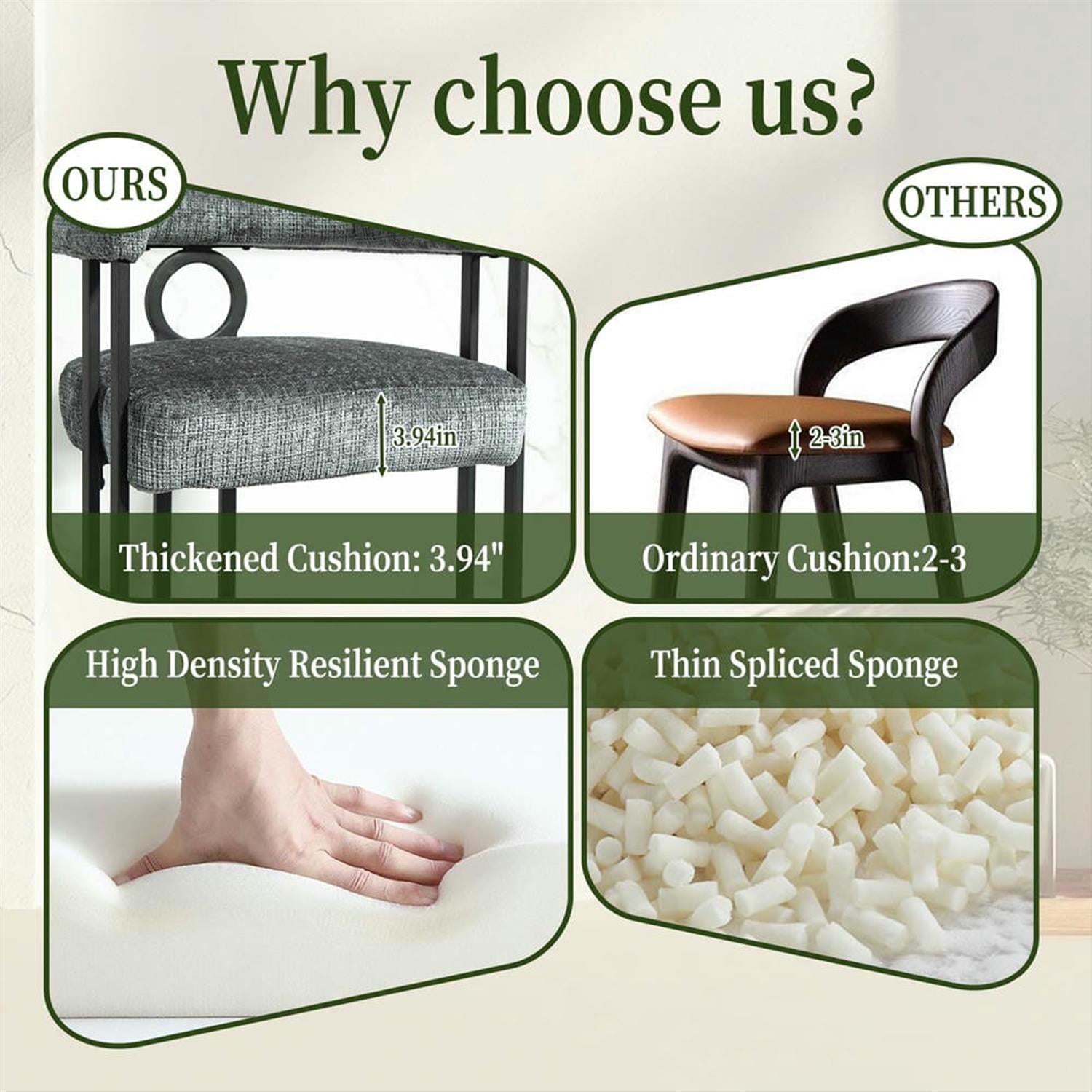 Demi Bonn 34" Counter Height Bar Stools Set of 2, Upholstered Barstools with Back, Kitchen Island Countertop Chairs for Dining Room, Gray