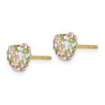 thumbnail image 2 of 14k Pastel Multi-colored Crystal 6mm Heart Post Earrings in 14k Yellow Gold, 2 of 3