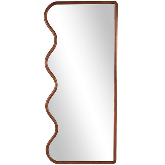 DecMode 32" x 70" Brown Wavy Abstract Wall Mirror