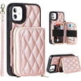thumbnail image 4 of Crossbody Detachable 2 in 1 Wallet Case for iPhone 11,Crossbody Case with Zipper Card Holder Bag Wrist Strap Lanyard Purse Compatible with Apple iPhone 11 6.1 inch,Rosegold, 4 of 14