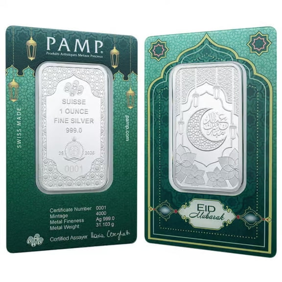 2026 Pamp Suisse Eid Mubarak 1 oz Silver Bar - In Assay w/Sleeve