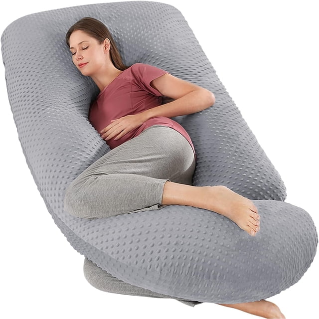 AI-PIKA Almohada de Maternidad en Forma de U, Almohada de Cuerpo Completo para Embarazadas, Funda de Terciopelo Lavable