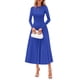 thumbnail image 1 of Vestido PRETTYGARDEN 2025 de punto con manga larga, línea A, midi, azul, talla L, 1 of 8