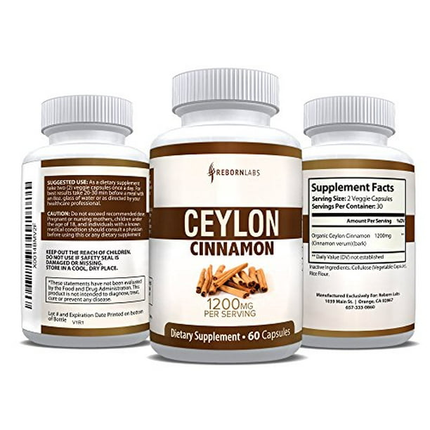 Organic Ceylon Cinnamon Capsules for Blood Sugar Support & Weight Loss