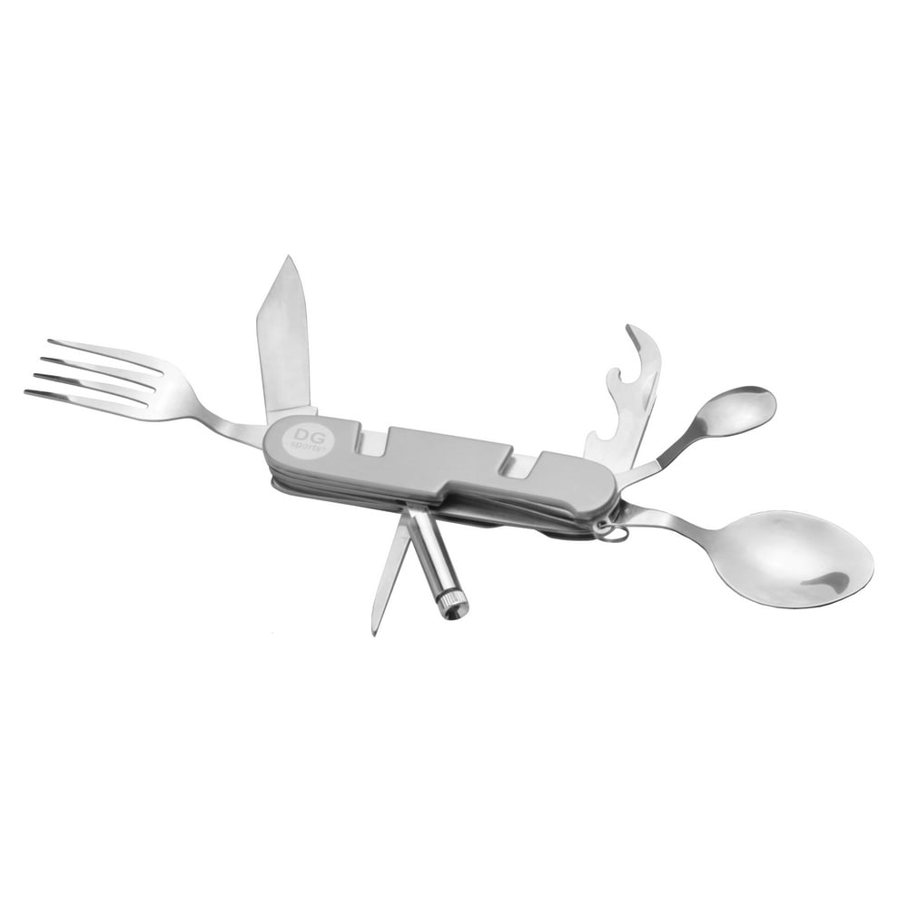 Outdoor Foldable 7 In 1 Utensil Set Stainless Steel MultiFunction Hiking Camping Pocket Fork