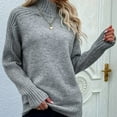 thumbnail image 2 of Lovskoo 2024 Sweaters for Women Long Sleeve Loose Solid Color Trendy Turtleneck Pullover Sweater Gray, 2 of 4