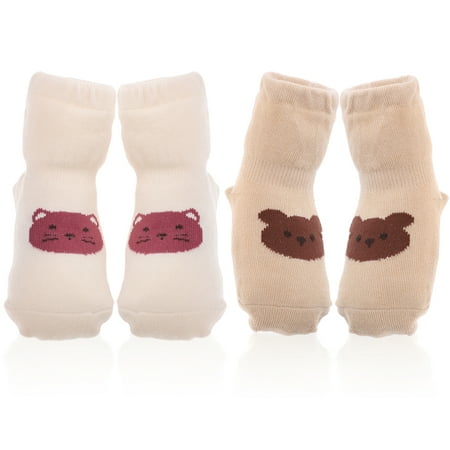 

2 Pairs Toddler Anti-Slip Socks with Grips Walking Learning Socks for Baby Boys Girls