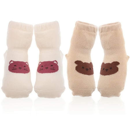 

2 Pairs Toddler Anti-Slip Socks with Grips Walking Learning Socks for Baby Boys Girls