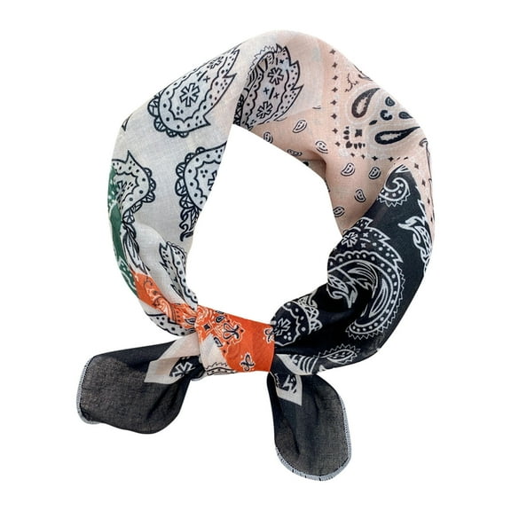 Lovskoo Square Neckerchief for Women's Neck Hair Head In Gift Wrapped Trendy Small Scarf Silk Scarf Headband Hairband Printed Cotton Linen Scarf Decorative Neck Scarf Orange Free Size