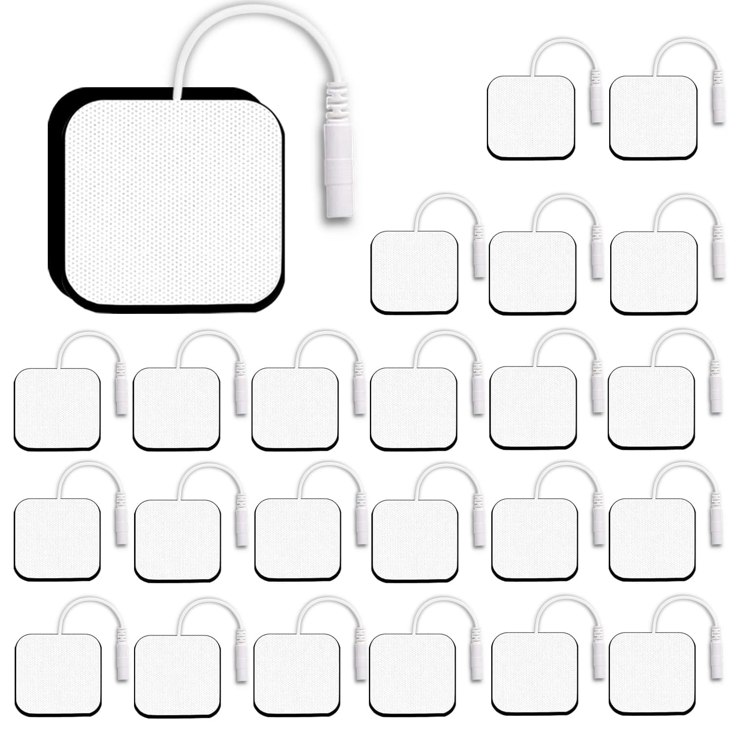 TENS Unit Pads Electrode Patches 30 Pcs 2"X2" Upgraded Self-Stick TENS Unit Replacement Pads Use 2mm Pin Connector Lead and Skin-Friendly Design for Electrotherapy