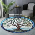 thumbnail image 6 of Round Area Rug, Tree Of Life7 Non-Slip Floor Mat, Soft Washable Carpet for Living Room Bedroom Decor 71 Inch, 6 of 6
