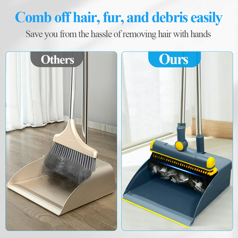 Extendable Upright Kitchen Broom and Standing Dustpan Set
