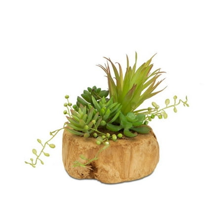 UPC 257554288921 product image for Lush Artificial Succulent Arrangement in a Driftwood Style Planter 6.5