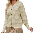 thumbnail image 3 of Floral Knit Women Long Sleeve Button Down Casual Sweater Cardigan, 3 of 6