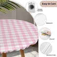 thumbnail image 3 of Pink Round Tablecloth for 45-54 Inch Tables,Fitted Table Cover with Elastic Edge,Country French Rustic Buffalo Plaid Modern Art Waterproof Outdoor Table Cloth Protector for Patio Garden Dinner Picnic, 3 of 9