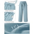 thumbnail image 5 of SHOWMALL Womens Plus Wide Leg Pants High Waisted Palazzo Pants Blue Gray 4X Belted Lightweight Work Pants Lose Trousers with Pockets, 5 of 9