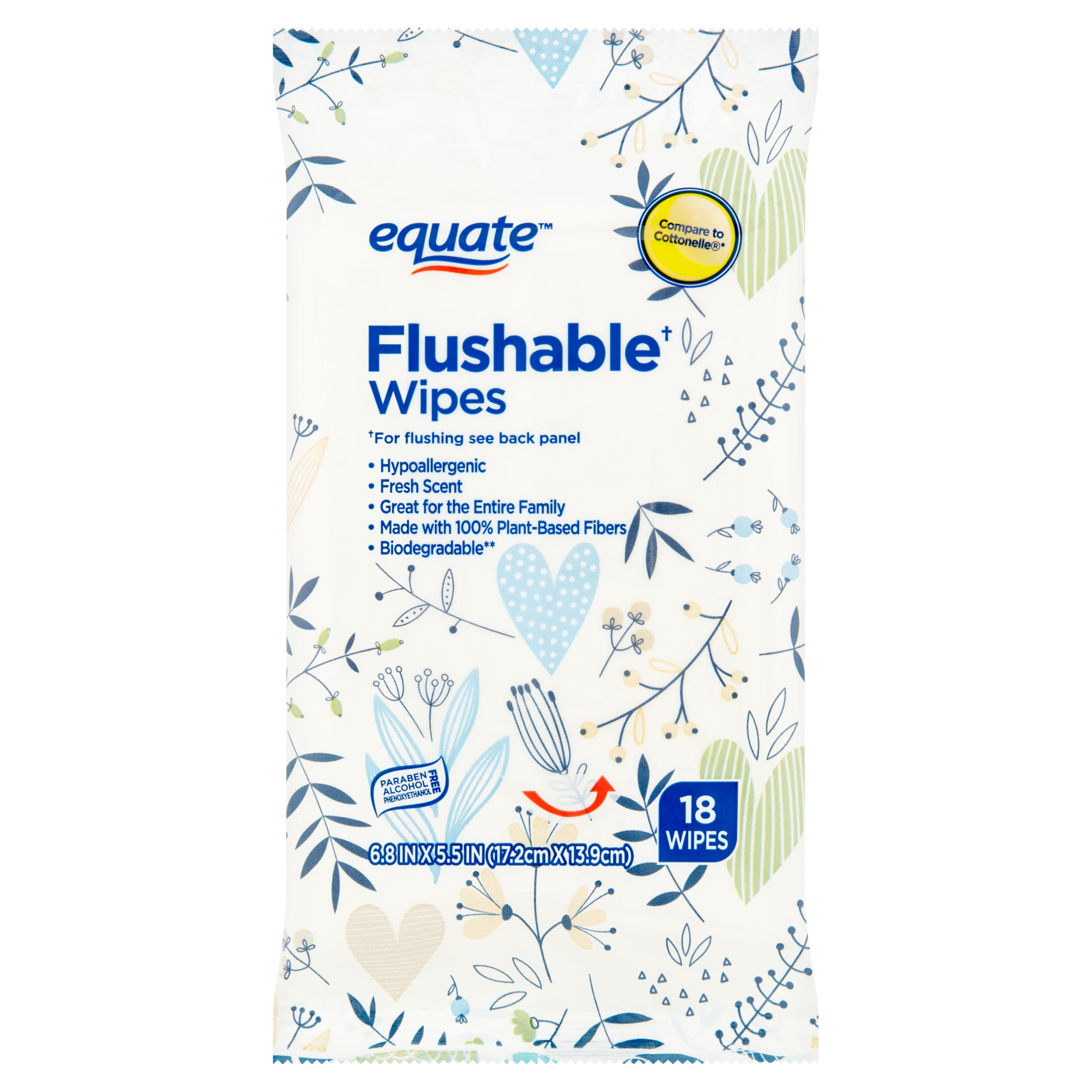 Fresh Scent,5 Packs Details about   Hypoallergenic Equate Flushable Wipes 240 Ct Alcohol Free 