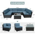 thumbnail image 2 of SUNCROWN 7-Pieces Outdoor Sectional Sofa Set Wicker Patio Furniture Conversation Set with Haze Blue Cushions, 2 of 5