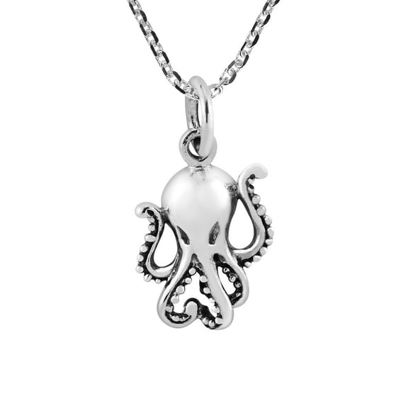 Wondrous Sea Octopus Sterling Silver Pendant Necklace