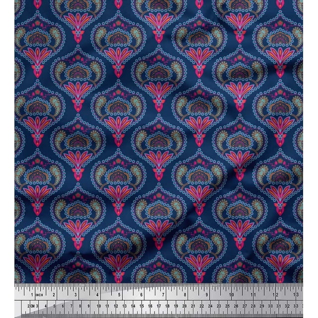 Soimoi Rayon Fabric Moroccan Damask Fabric Prints By Yard 56 Inch Wide