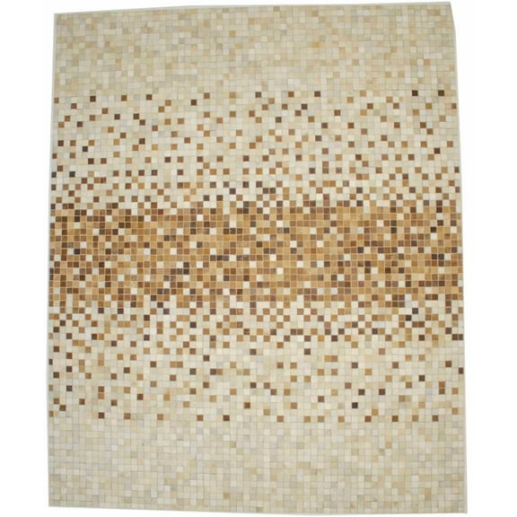 Beige Brown Cowhide 8X10 Modern Leather Rug