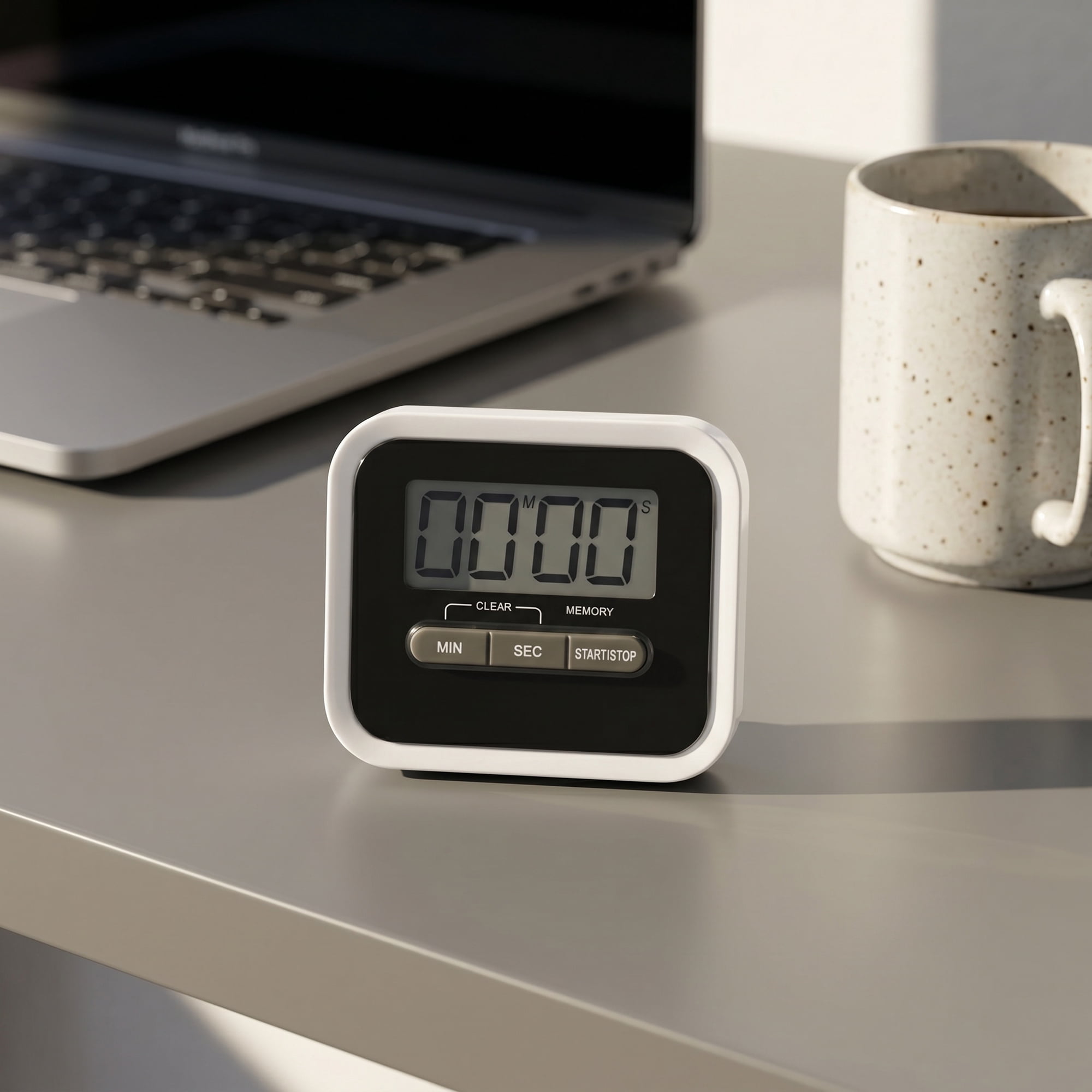 Unique Bargains Digital Loud Alarm Magnetic Backing Home Timer Black