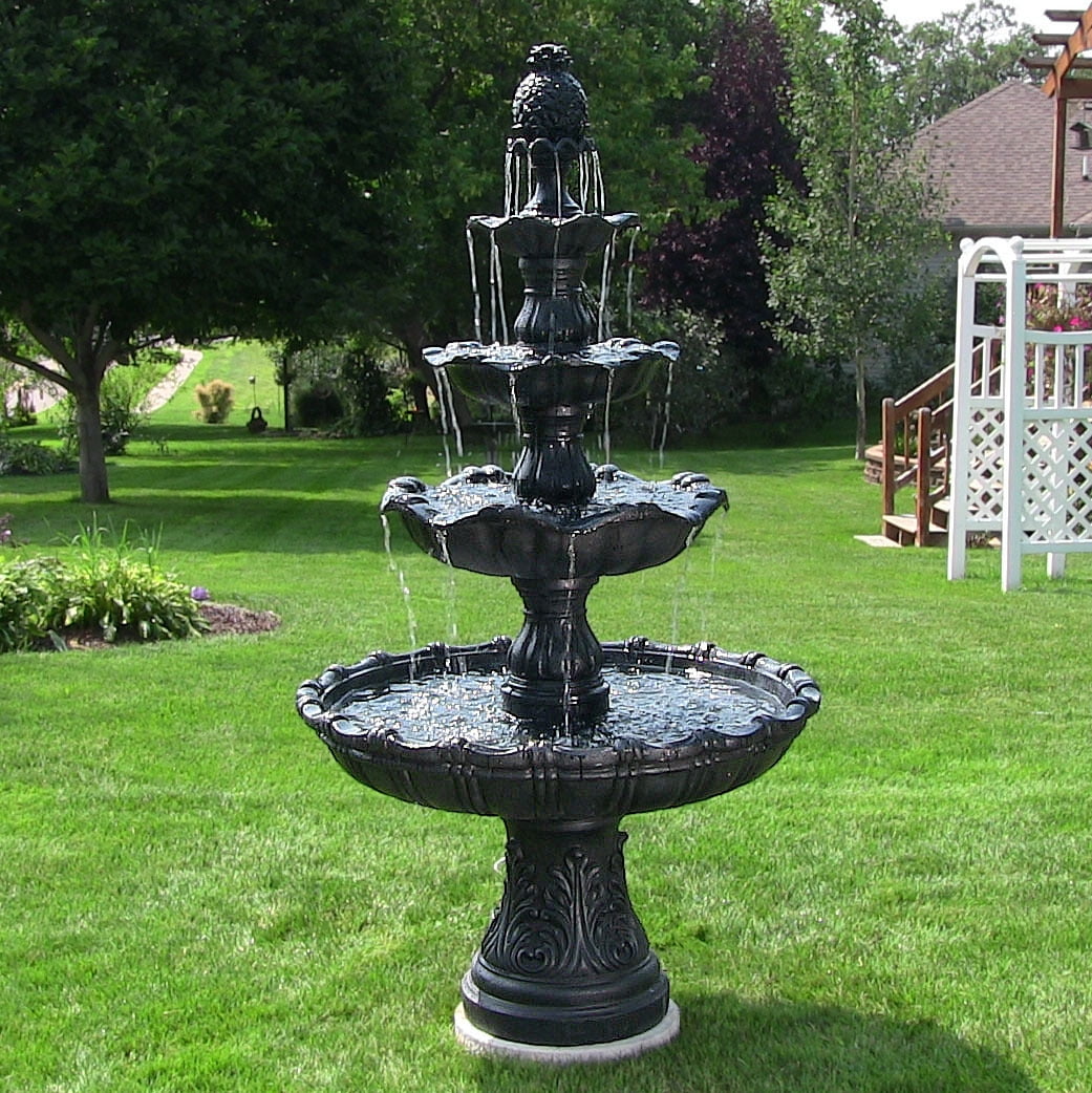 Sunnydaze 4tier Grand Courtyard Outdoor Water Fountain Black Finish