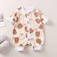 thumbnail image 2 of 0-3 Months Newborn Baby Print Rompers,Cute Cartoon Long Sleeve Baby Jumpsuit,Soft Warm Fall Winter Unisex Onesie for Newborn Infant Boys Girls 0 3 6 Months,Brown, 2 of 4
